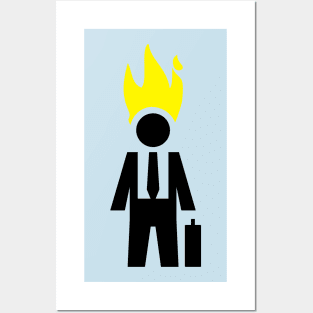 Burning Businessman Posters and Art